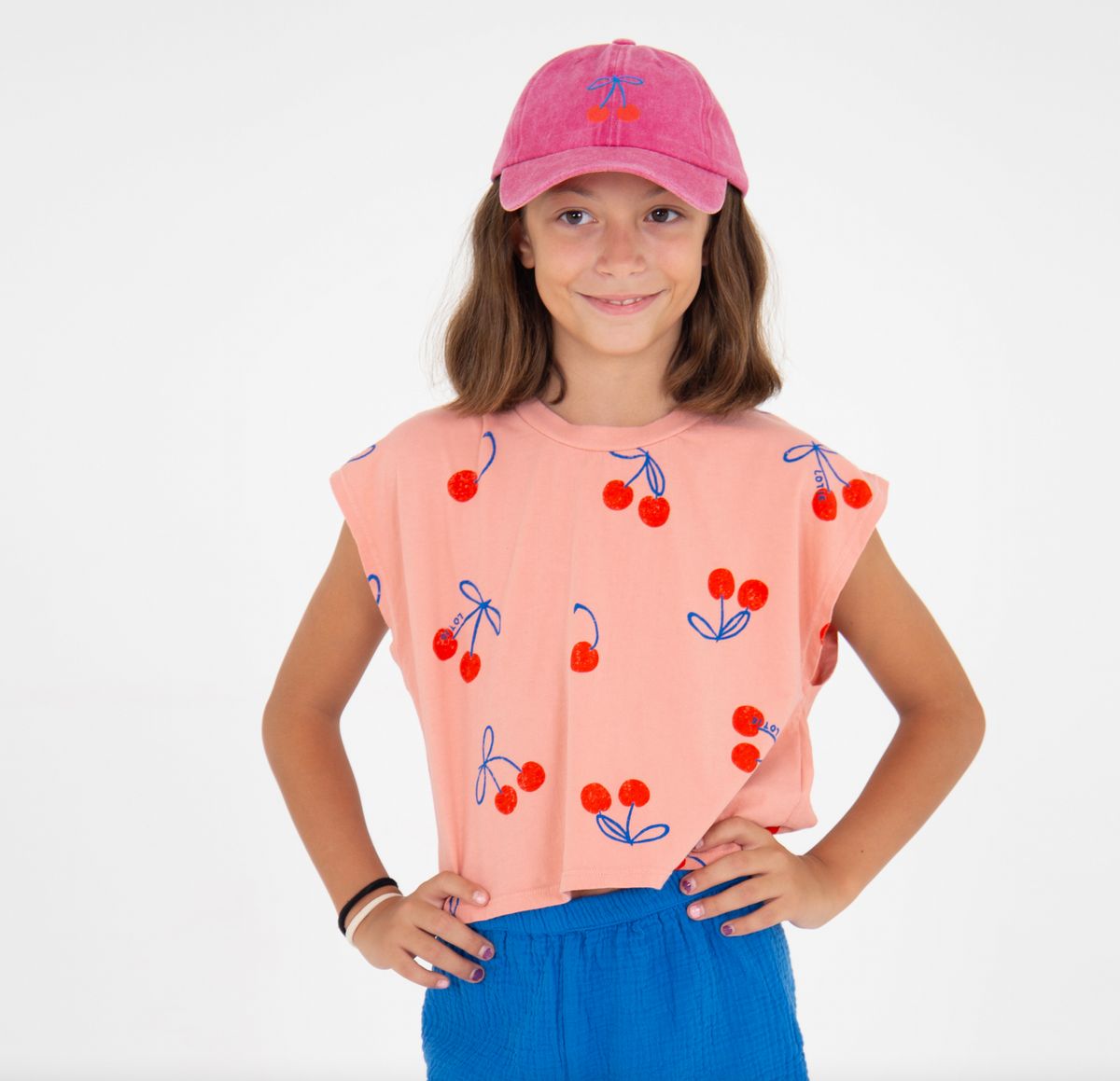 Cherries Allover Crop Top - clay pink