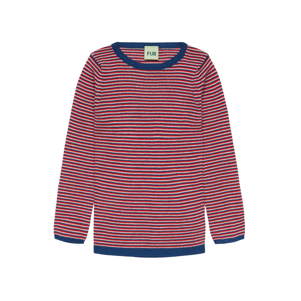 Rib Blouse – ecru/classic red/deep indigo