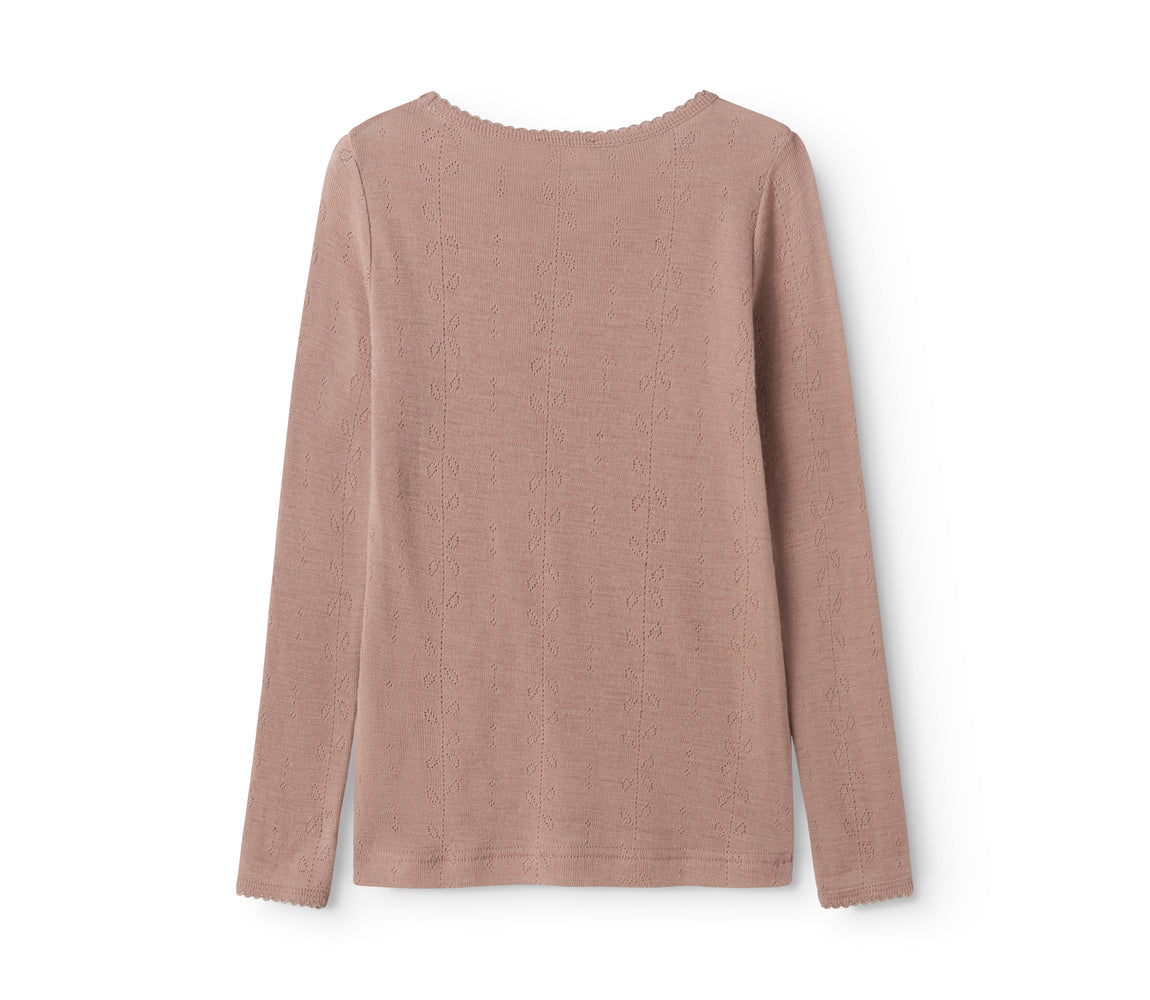 Tamra Wool Pointelle Longsleeve – burnt rose