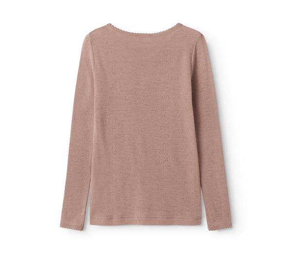 Tamra Wool Pointelle Longsleeve – burnt rose