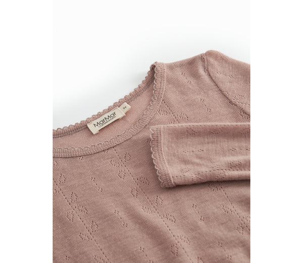 Tamra Wool Pointelle Longsleeve – burnt rose
