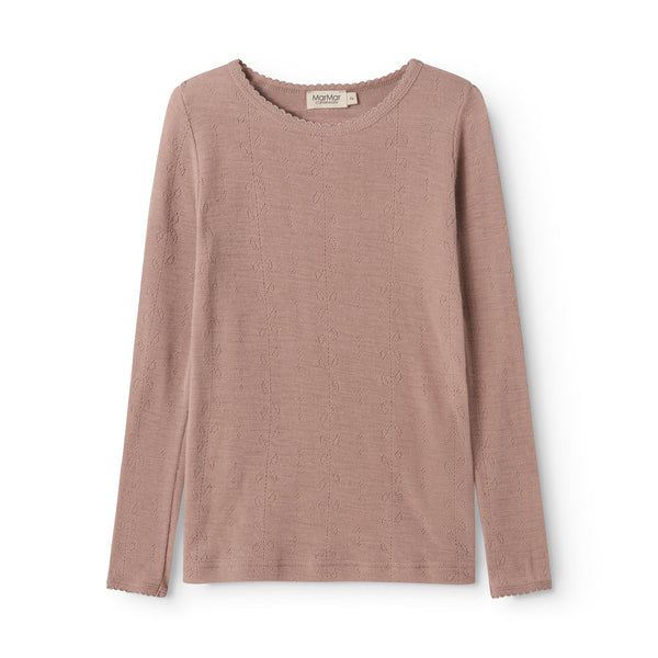 Tamra Wool Pointelle Longsleeve – burnt rose
