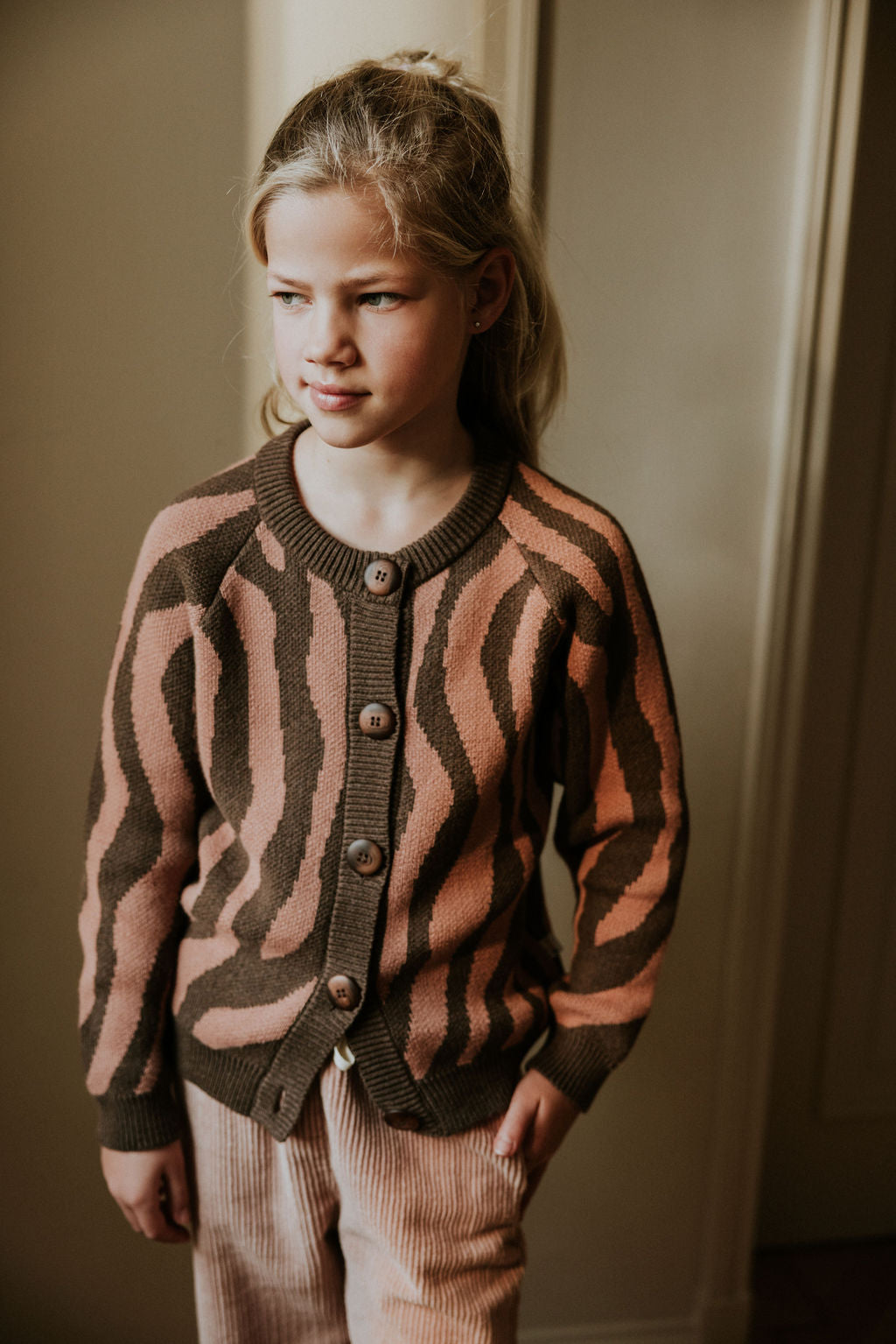 Raglan Cardigan – pink zebra