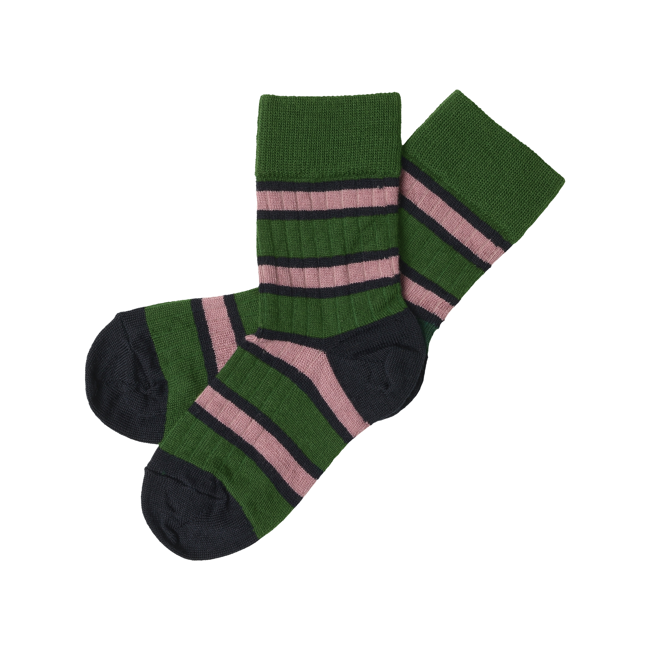 Two Tone Stripe Socks – forest