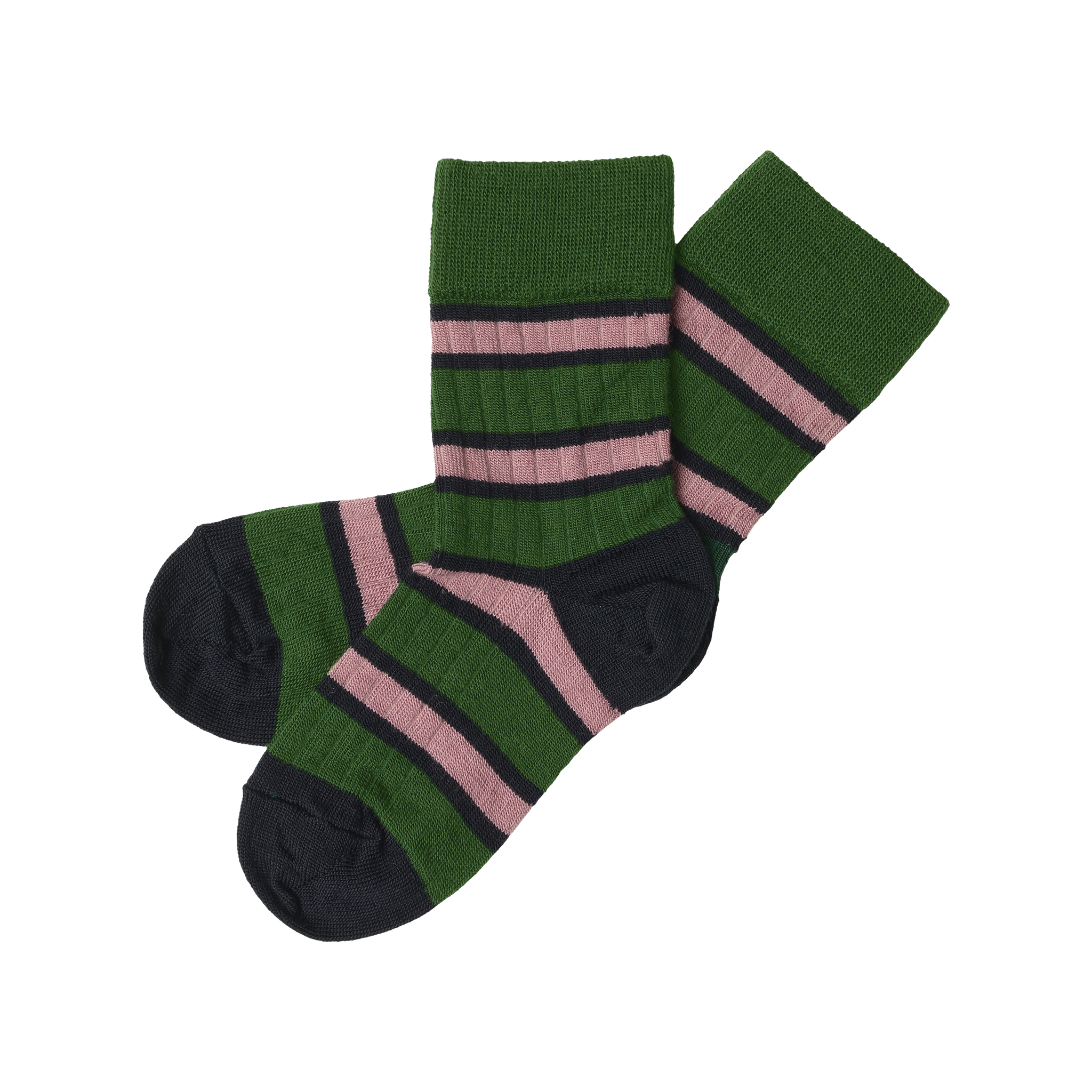 Two Tone Stripe Socks – forest