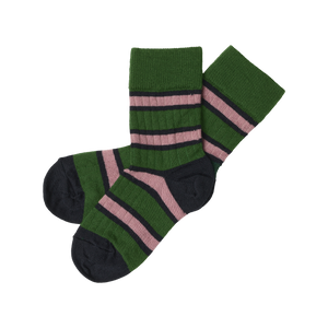 Two Tone Stripe Socks – forest