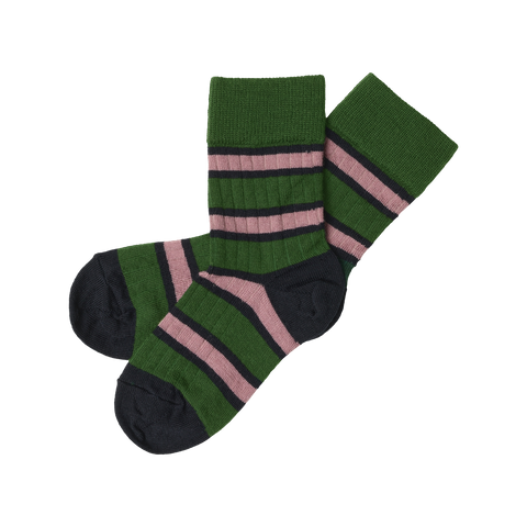 Two Tone Stripe Socks – forest