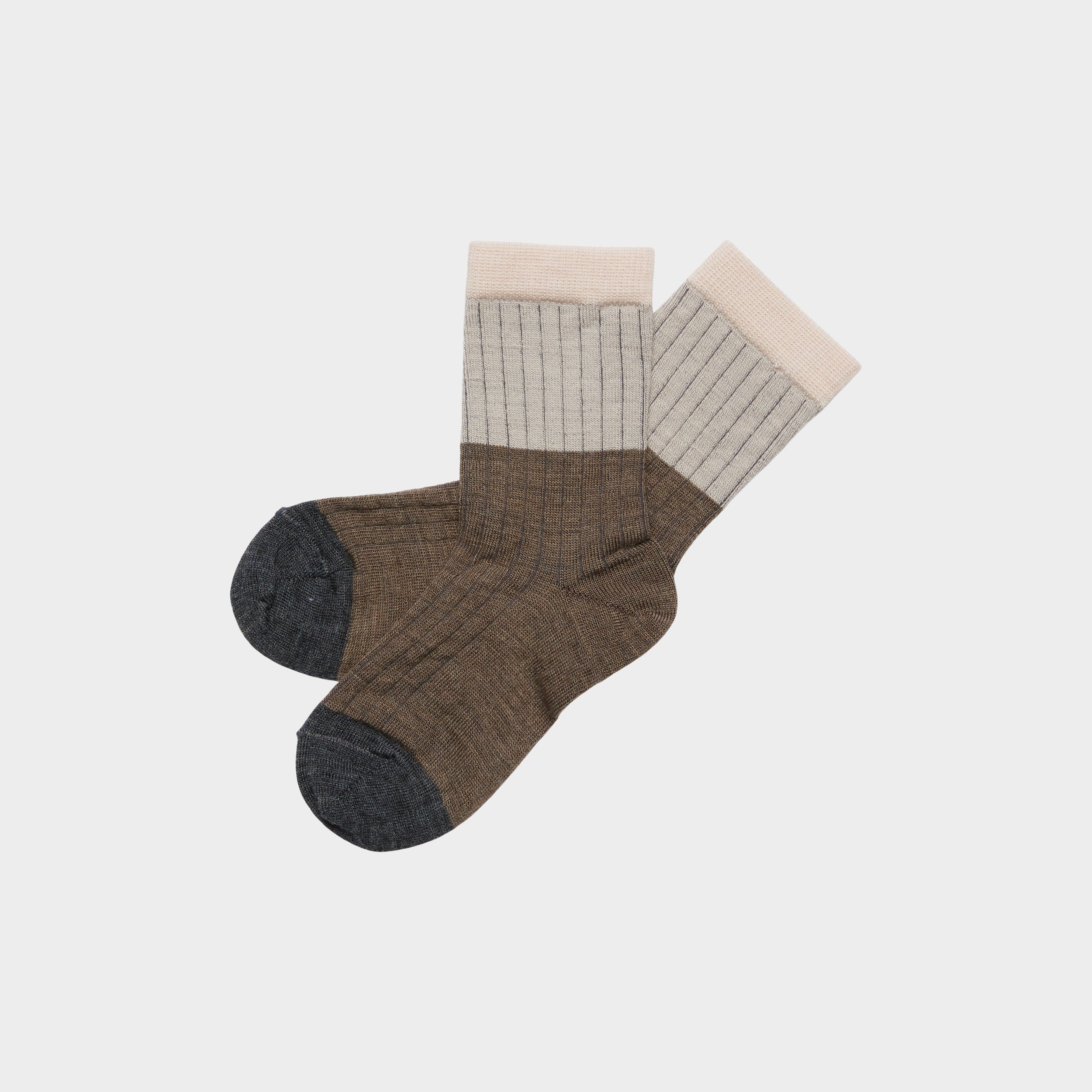 Contrast Rib Socks – hazel melange