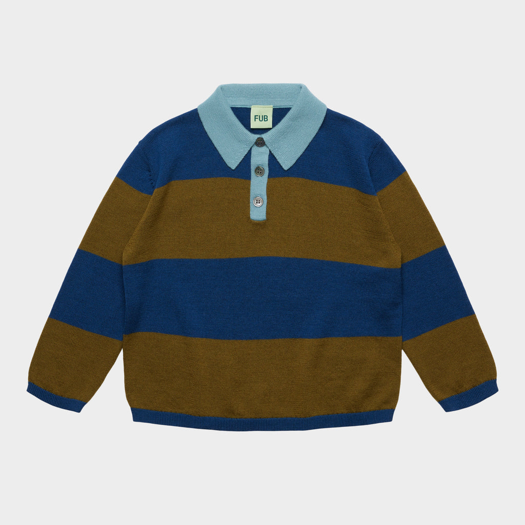 Striped Polo – deep indigo/moss