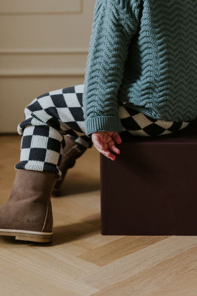 Wavy Knitted Sweater – stone blue