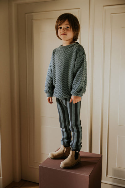 Wavy Knitted Sweater – stone blue