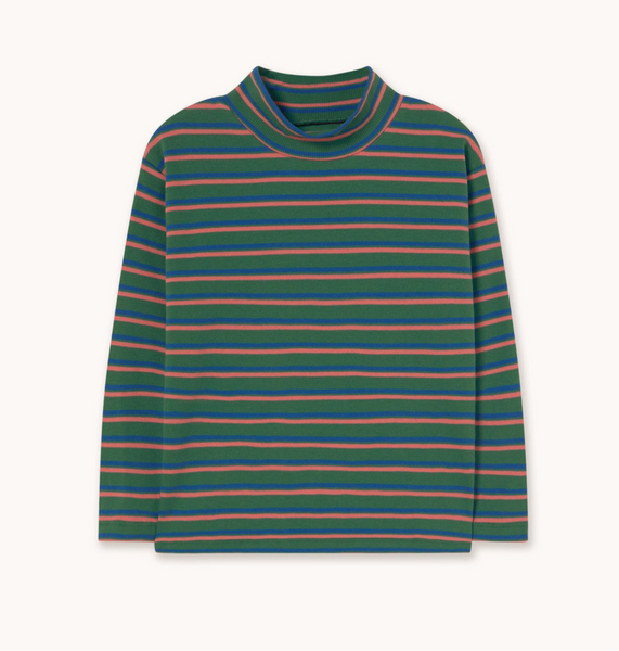 Duo Stripes Rib Mockneck – dark green