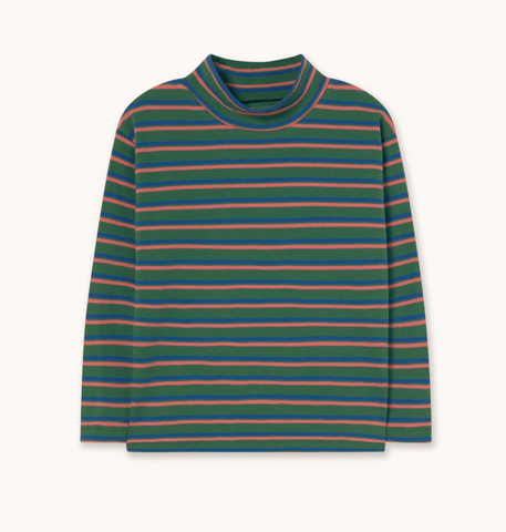 Duo Stripes Rib Mockneck – dark green