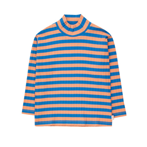 Stripes Mockneck Tee – light rust/blue