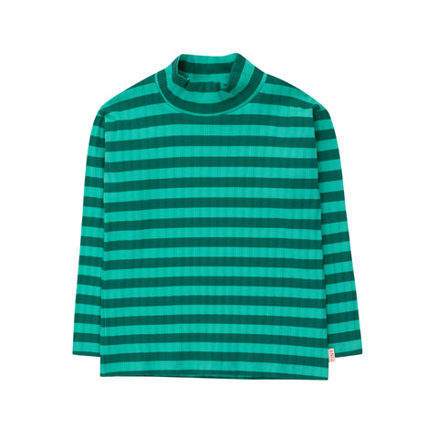 Stripes Mockneck Tee – emerald/dark green