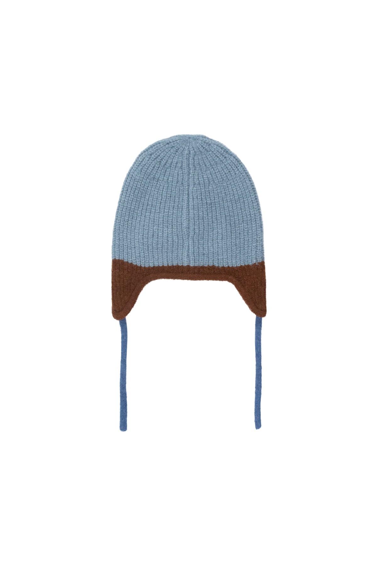 Color Block Earflap Beanie – warm blue/brown