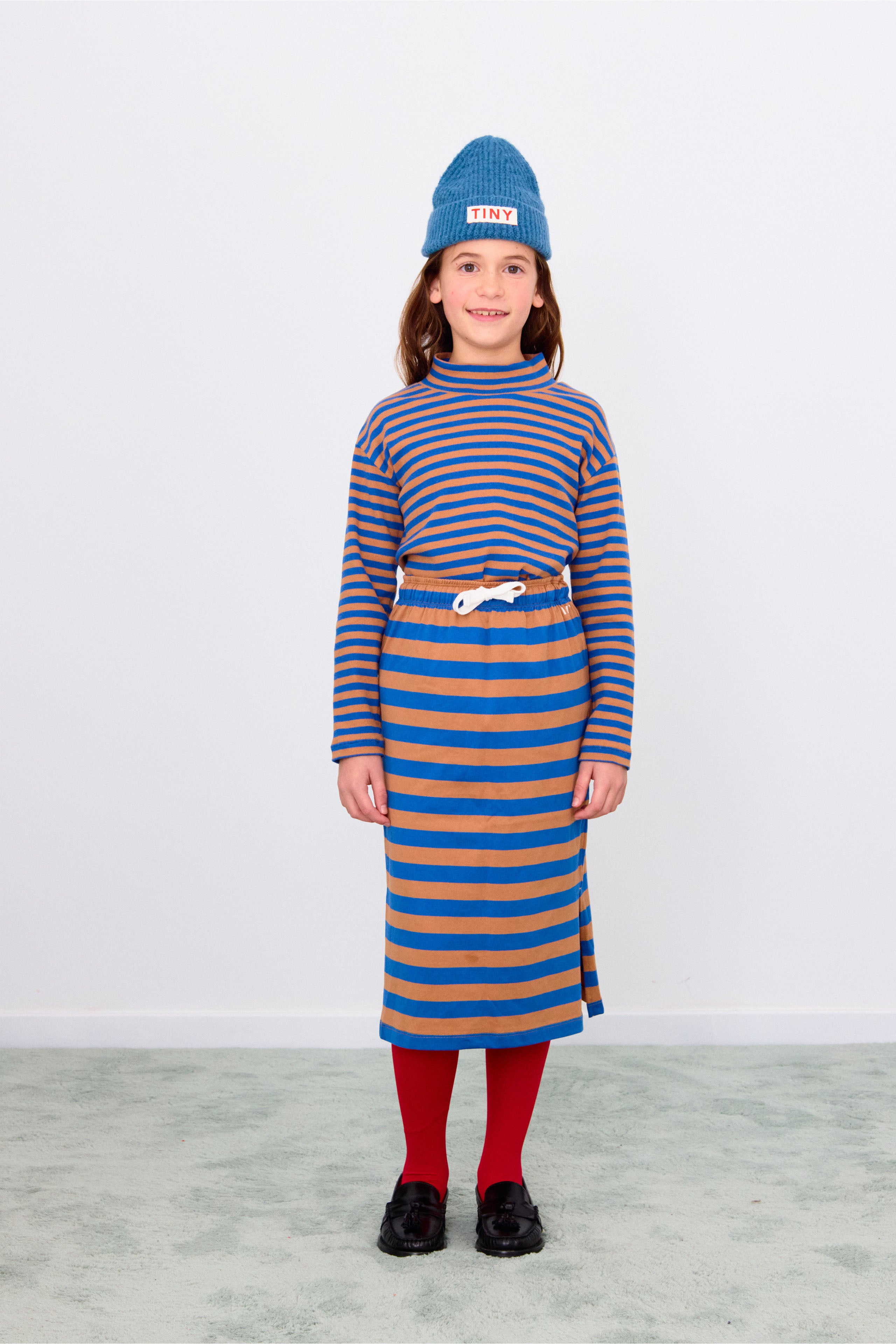 Stripes Rib Mockneck – dark blue