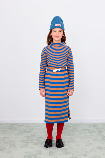 Stripes Rib Mockneck – dark blue