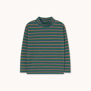 Duo Stripes Rib Mockneck – dark green