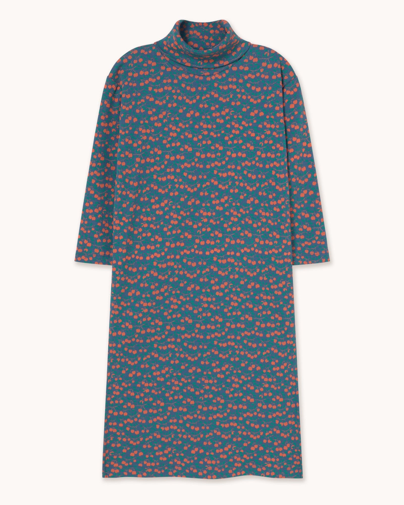 Mini Apples Rib Turtleneck Dress – light navy