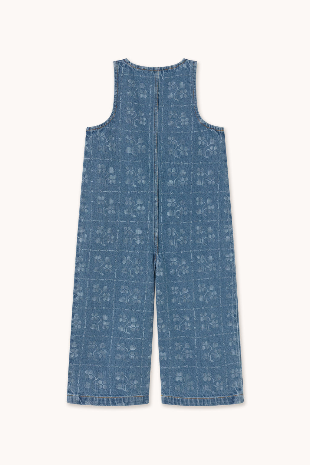 Dots Flowers Long Denim Overall – denim medium wash