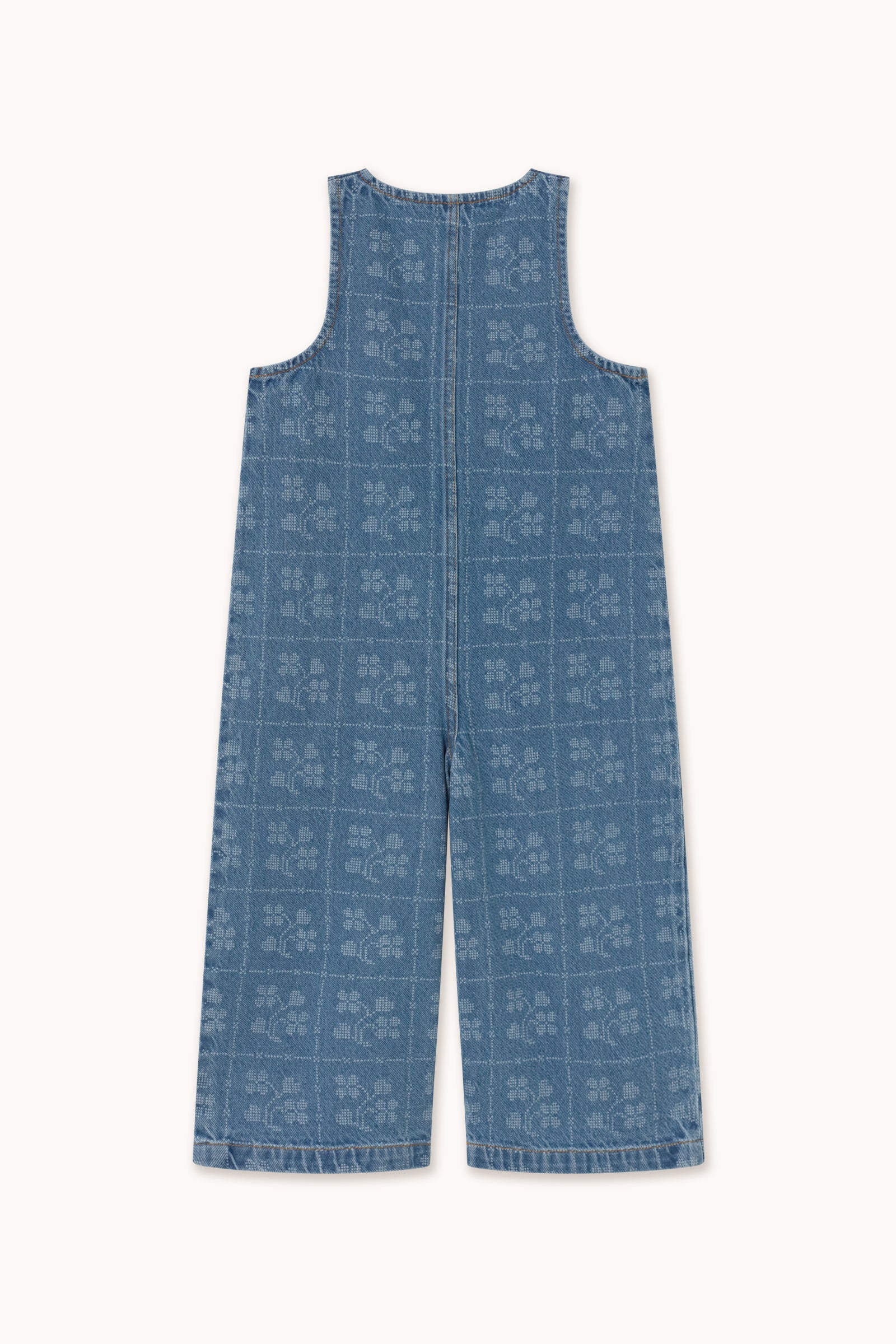 Dots Flowers Long Denim Overall – denim medium wash