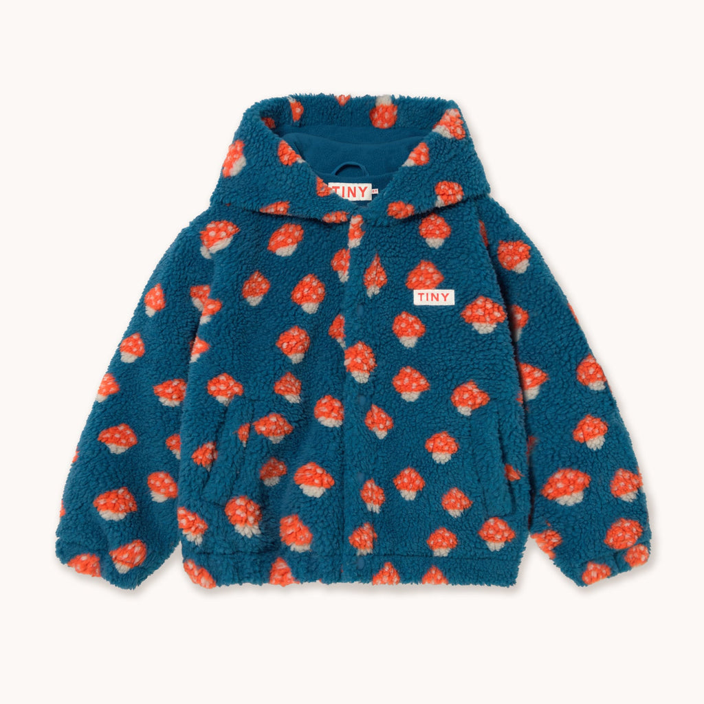 Tiny Mushrooms Sherpa Hoodie – petrol blue