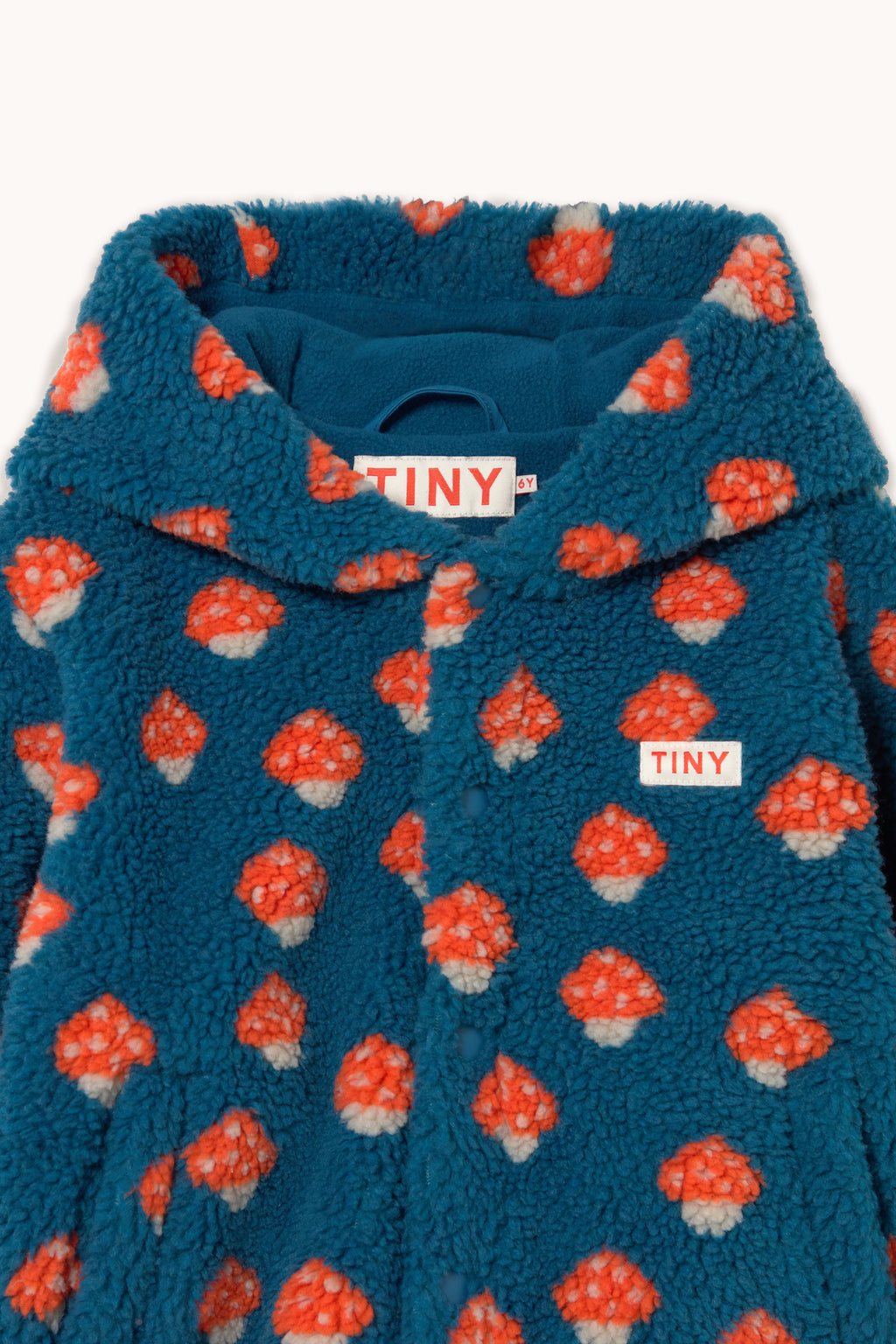 Tiny Mushrooms Sherpa Hoodie – petrol blue