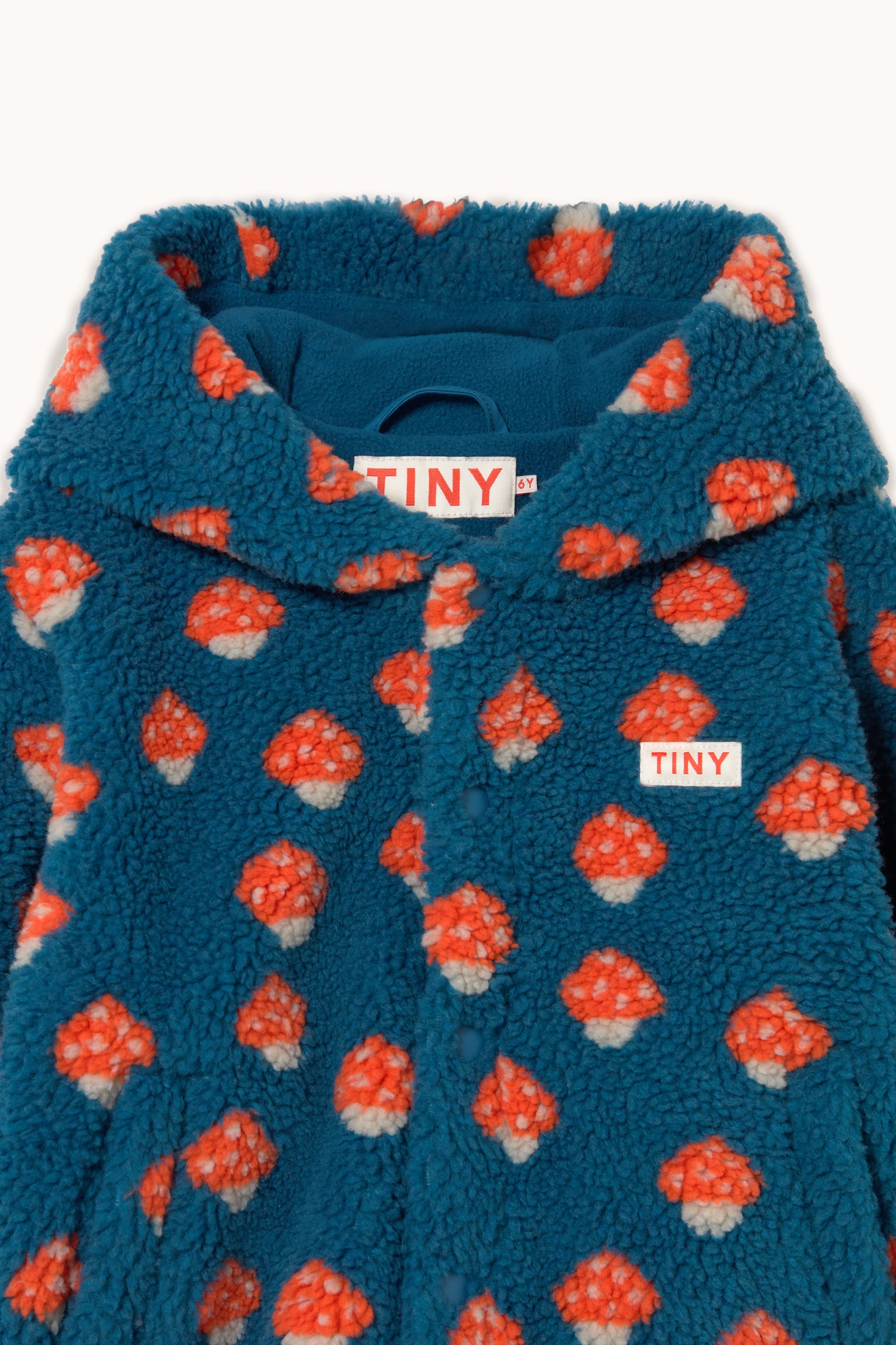 Tiny Mushrooms Sherpa Hoodie – petrol blue