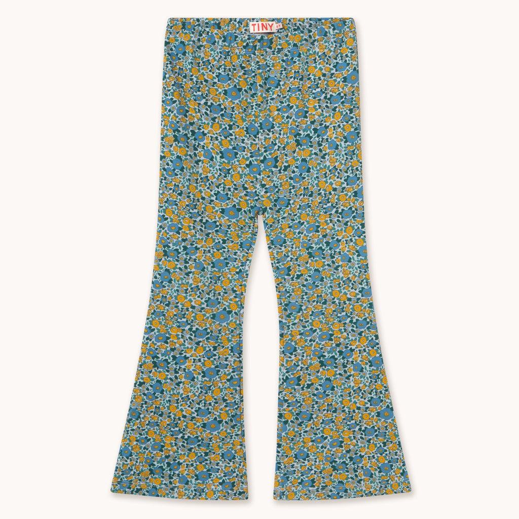 Flower Pattern Rib Pant – washed blue