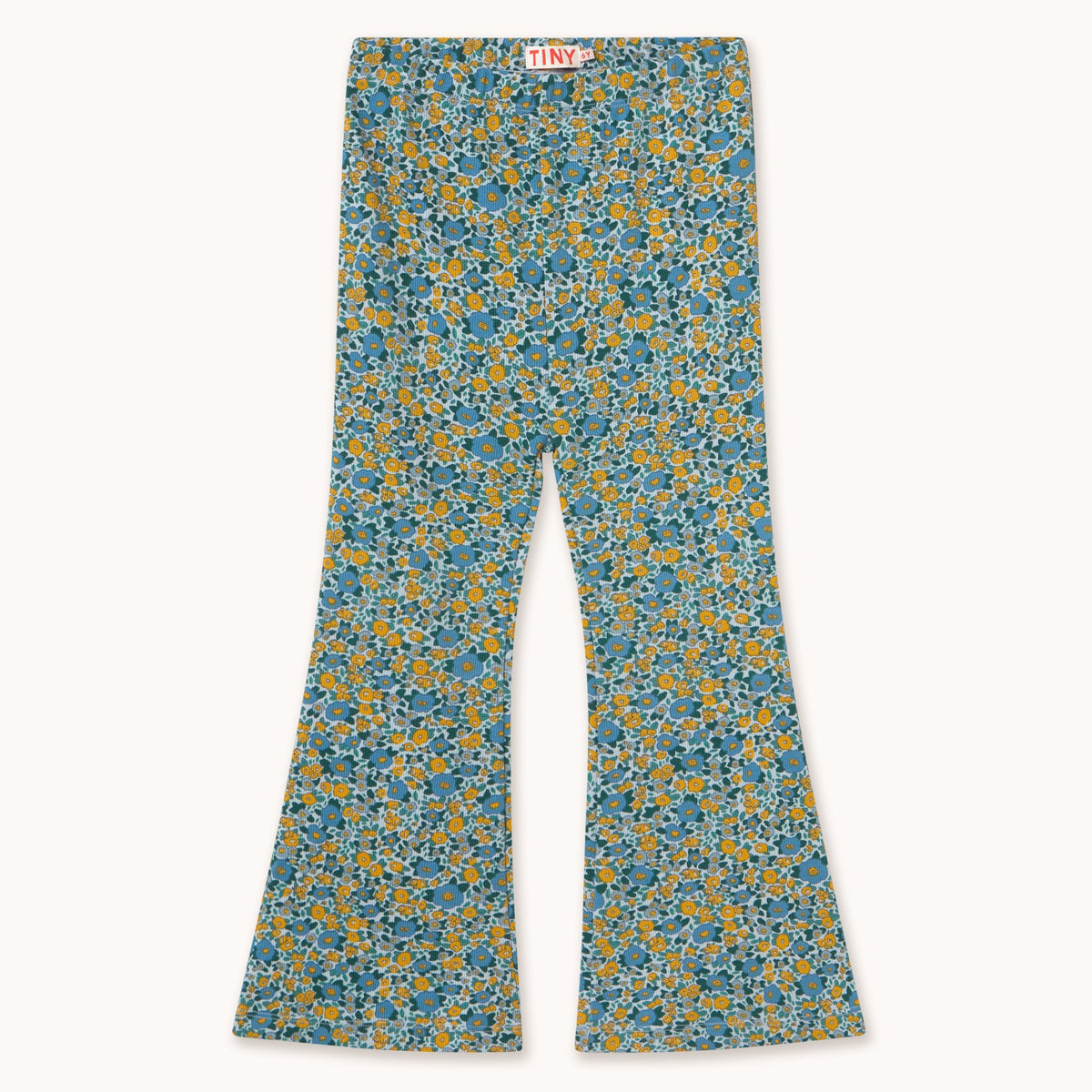 Flower Pattern Rib Pant – washed blue