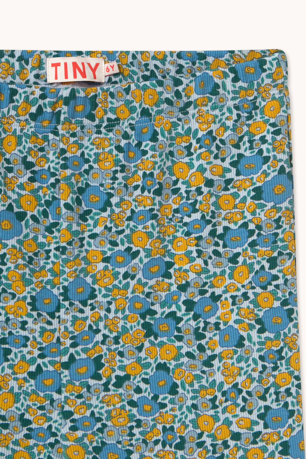 Flower Pattern Rib Pant – washed blue