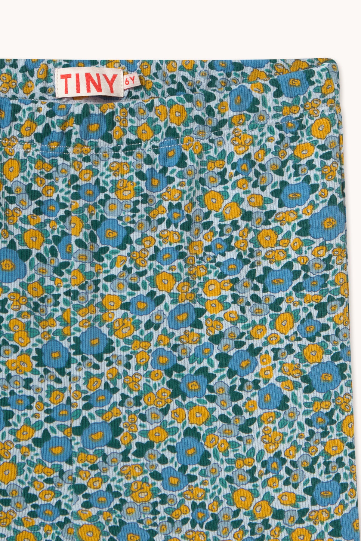 Flower Pattern Rib Pant – washed blue