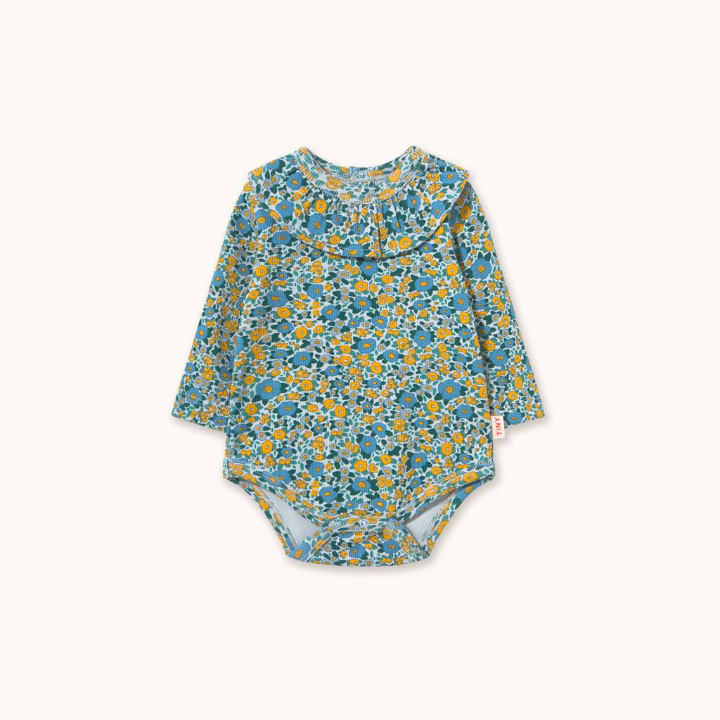 Flower Pattern Rib Body – washed blue