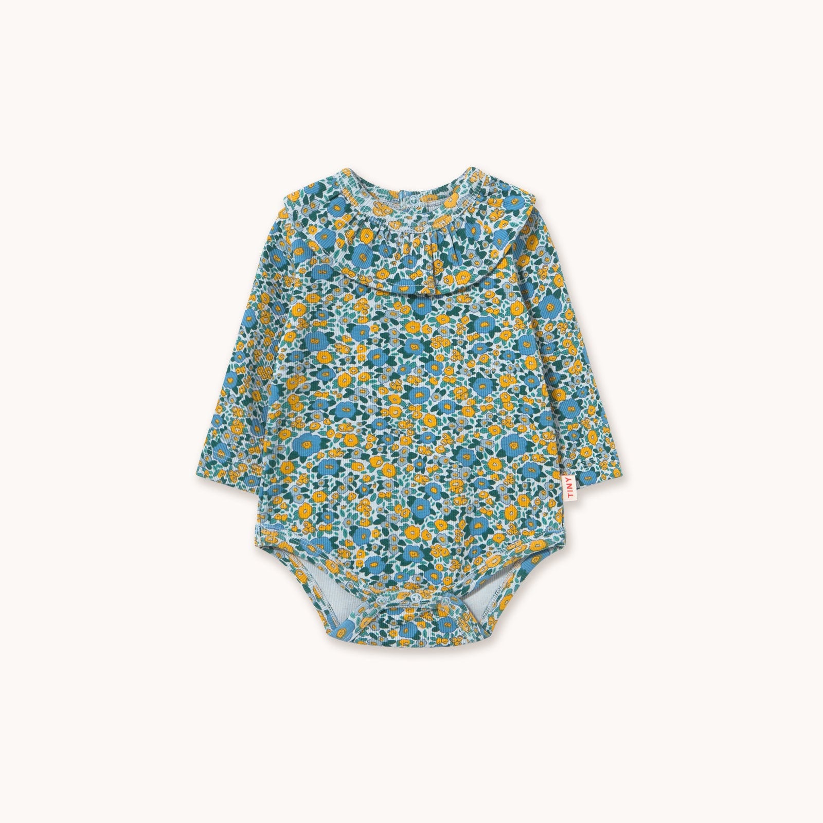 Flower Pattern Rib Body – washed blue