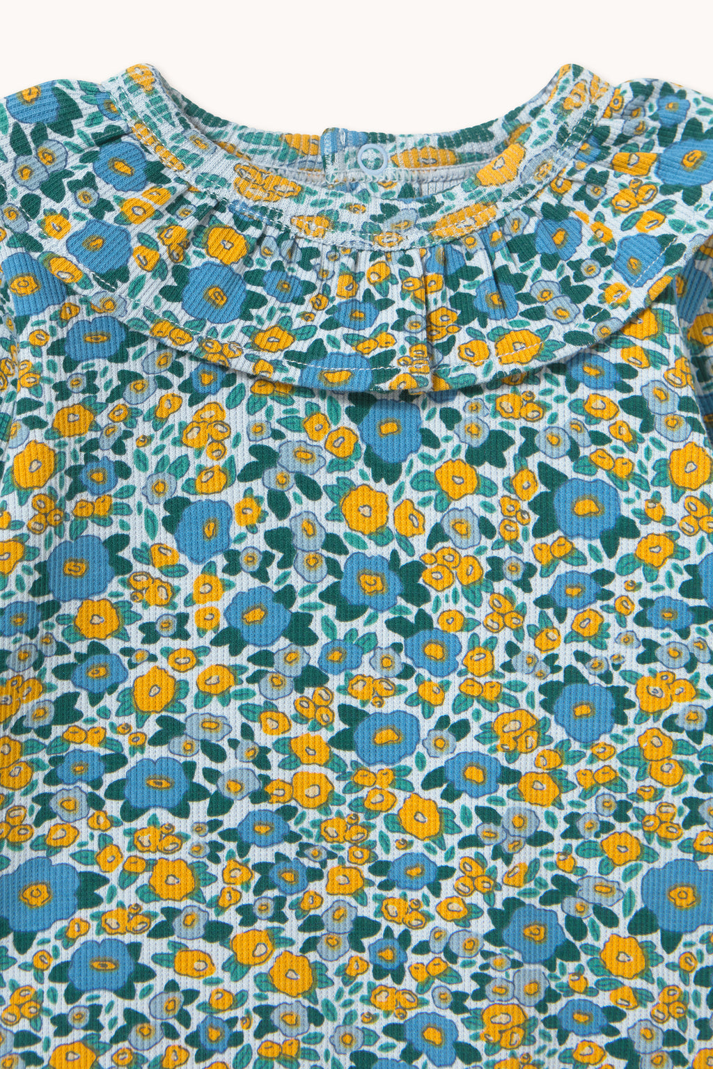 Flower Pattern Rib Body – washed blue