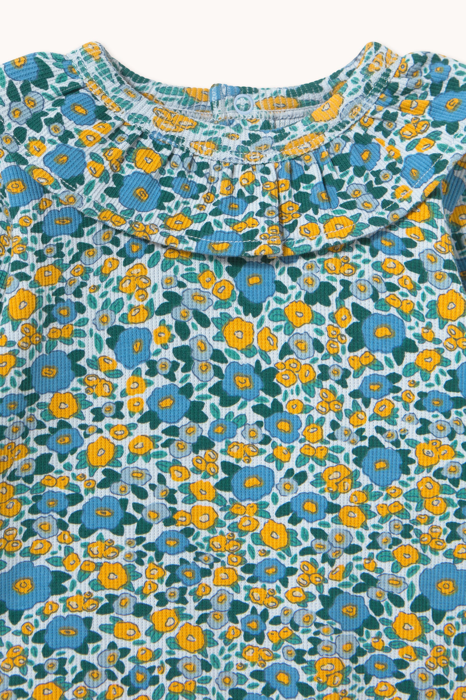 Flower Pattern Rib Body – washed blue