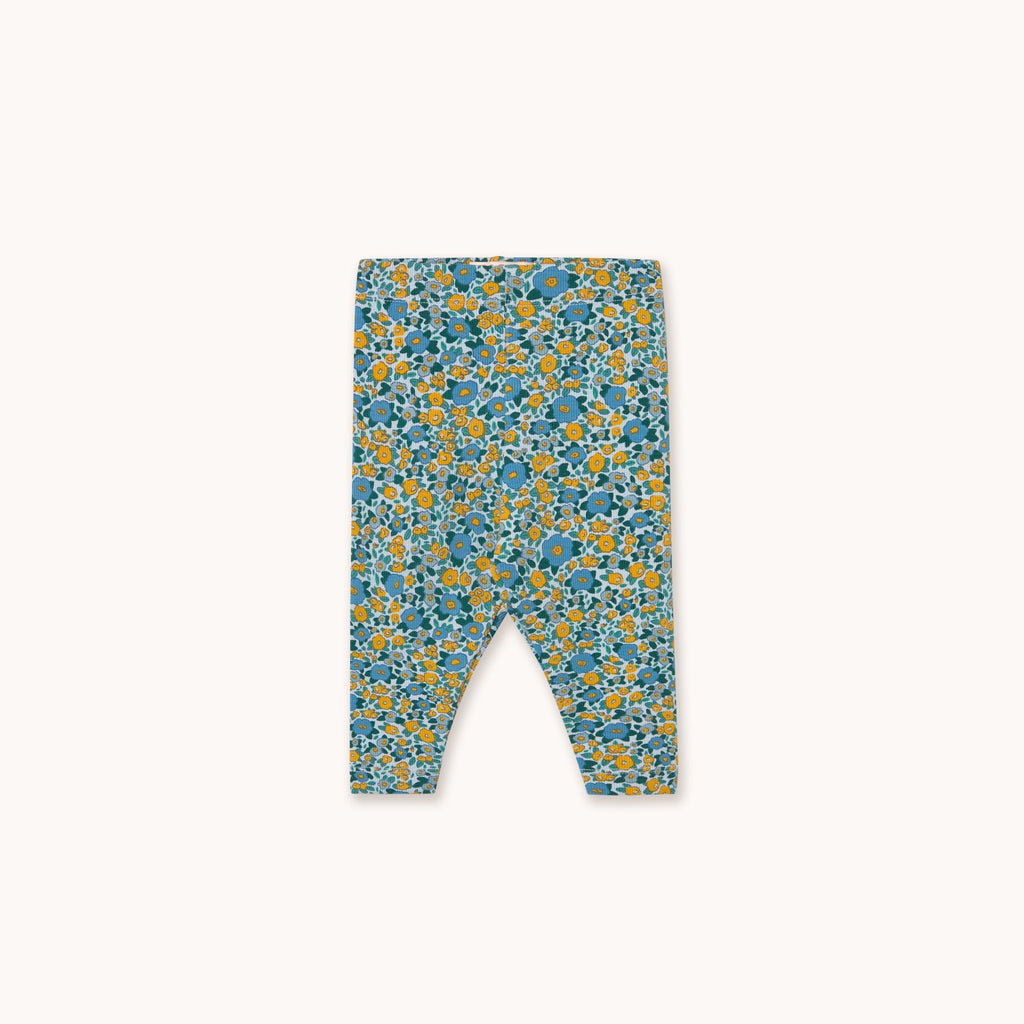 Flower Pattern Rib Baby Pant – washed blue