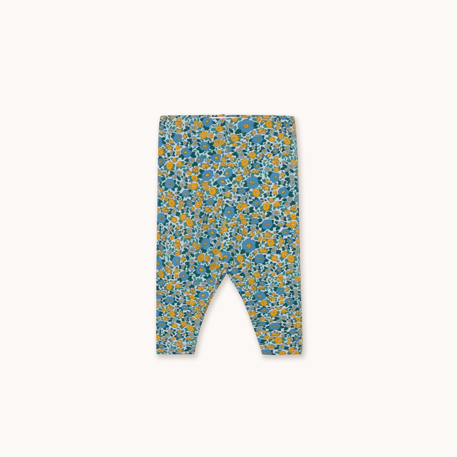 Flower Pattern Rib Baby Pant – washed blue
