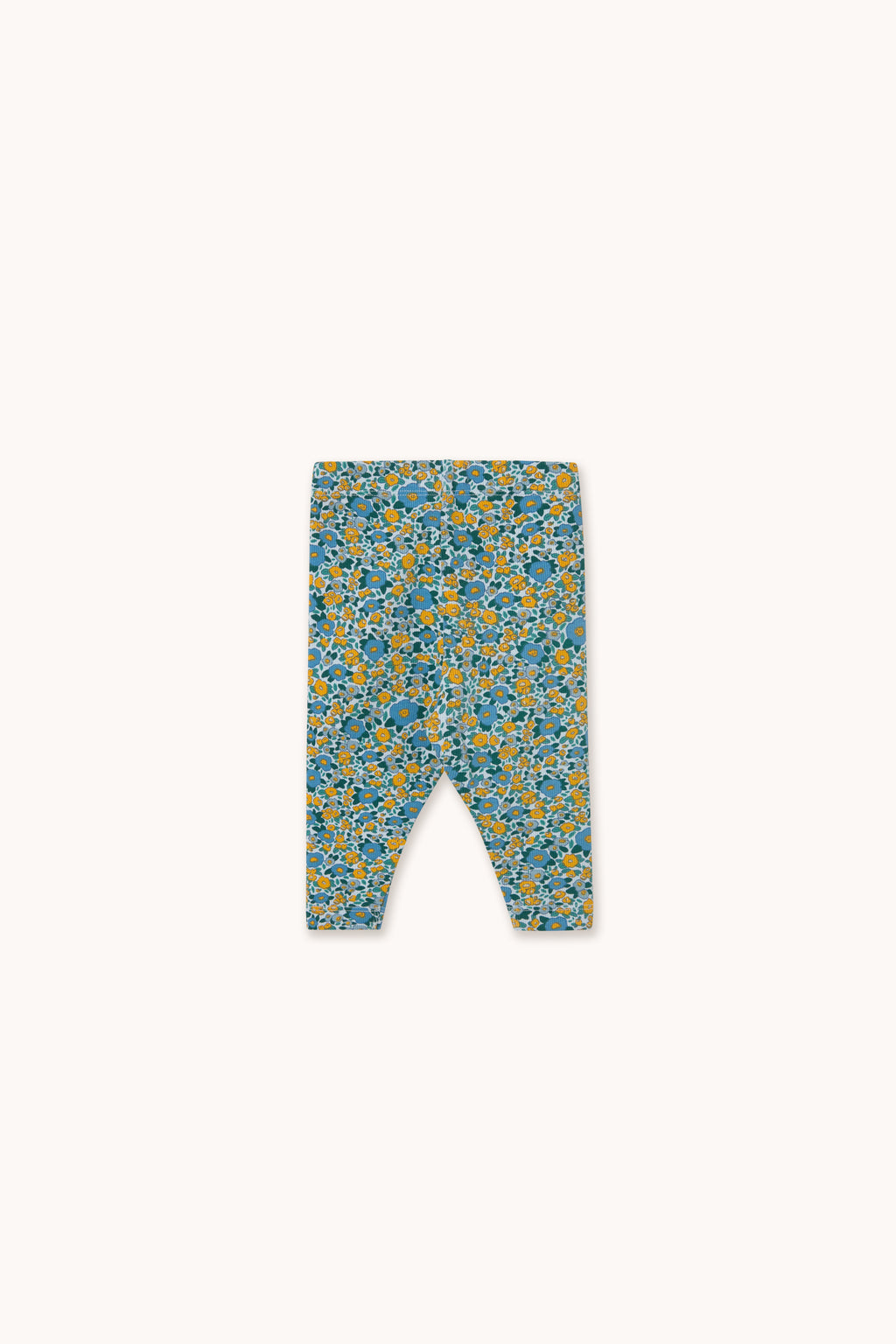 Flower Pattern Rib Baby Pant – washed blue