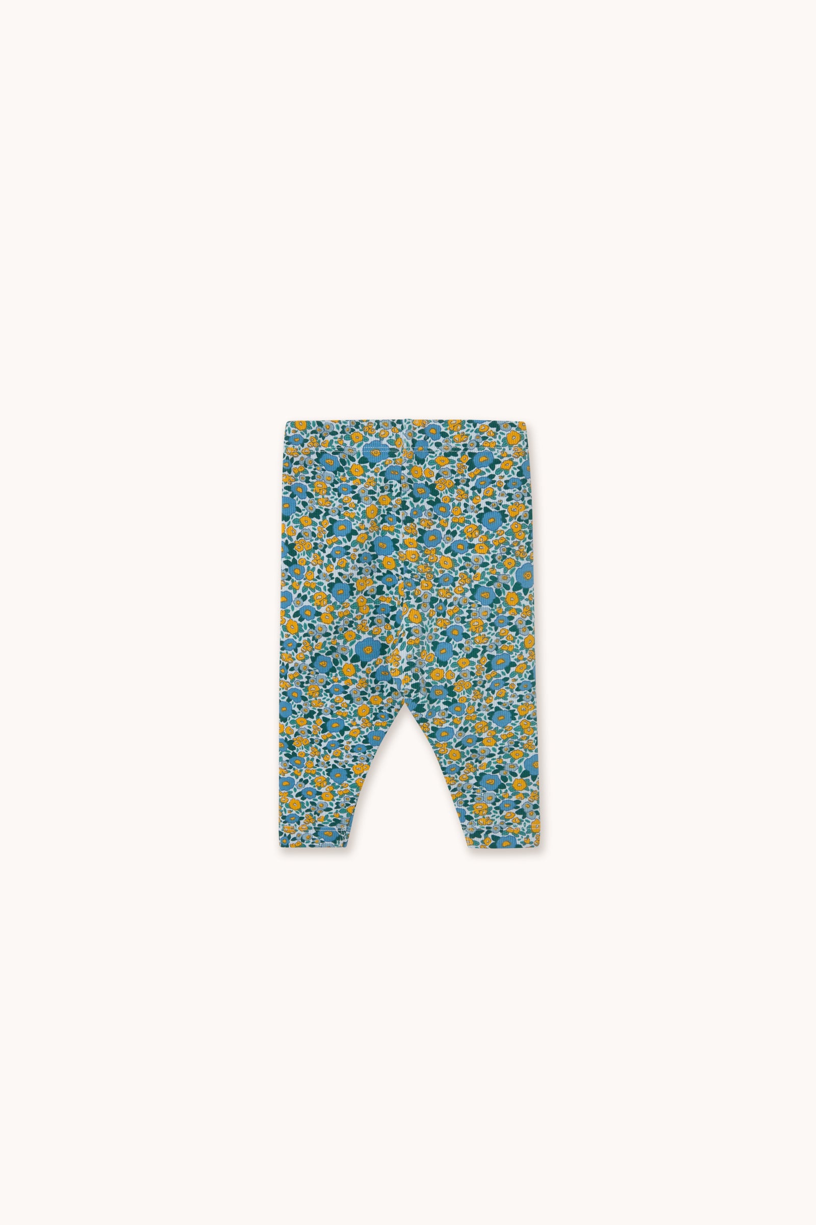 Flower Pattern Rib Baby Pant – washed blue