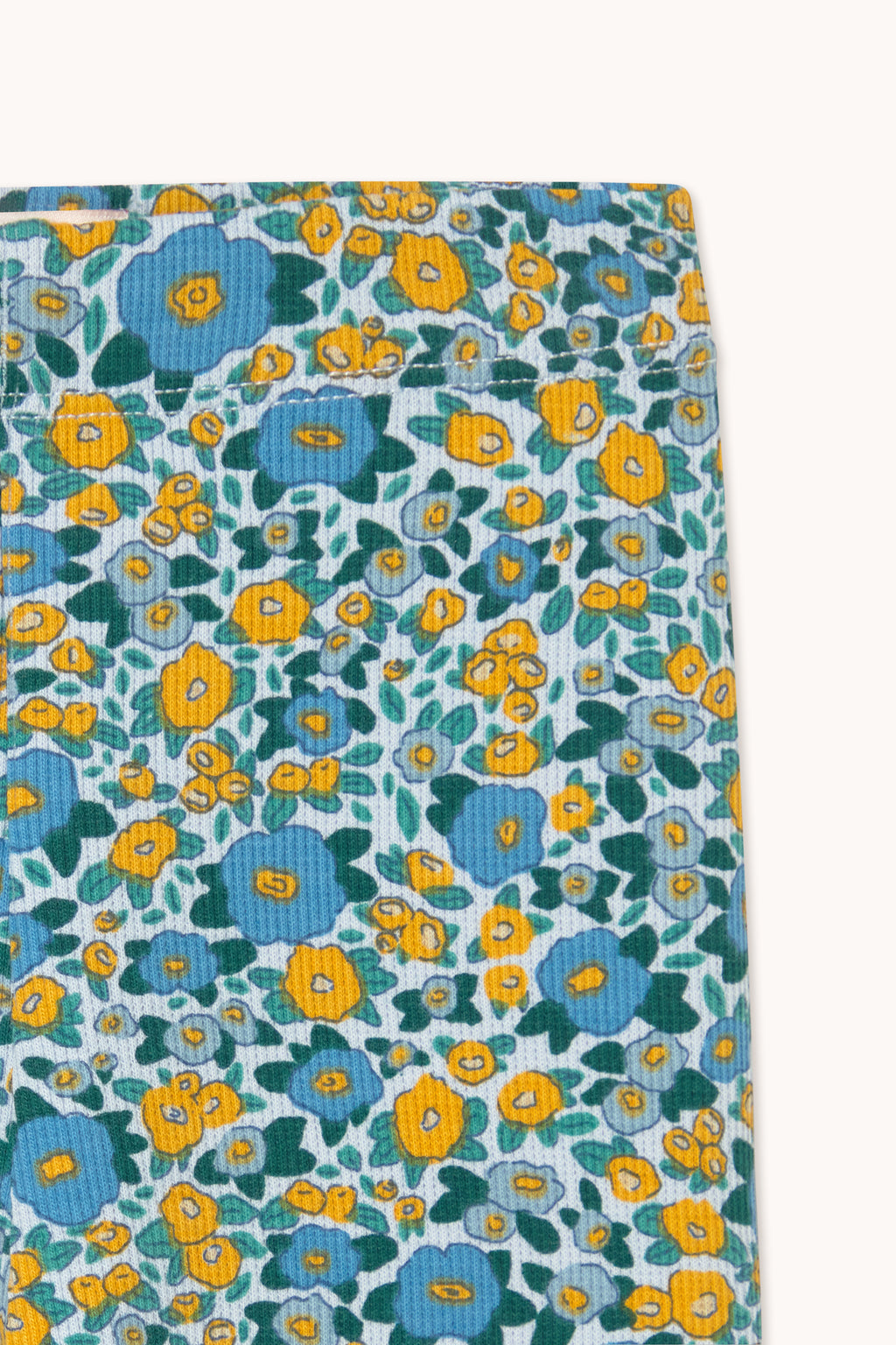 Flower Pattern Rib Baby Pant – washed blue