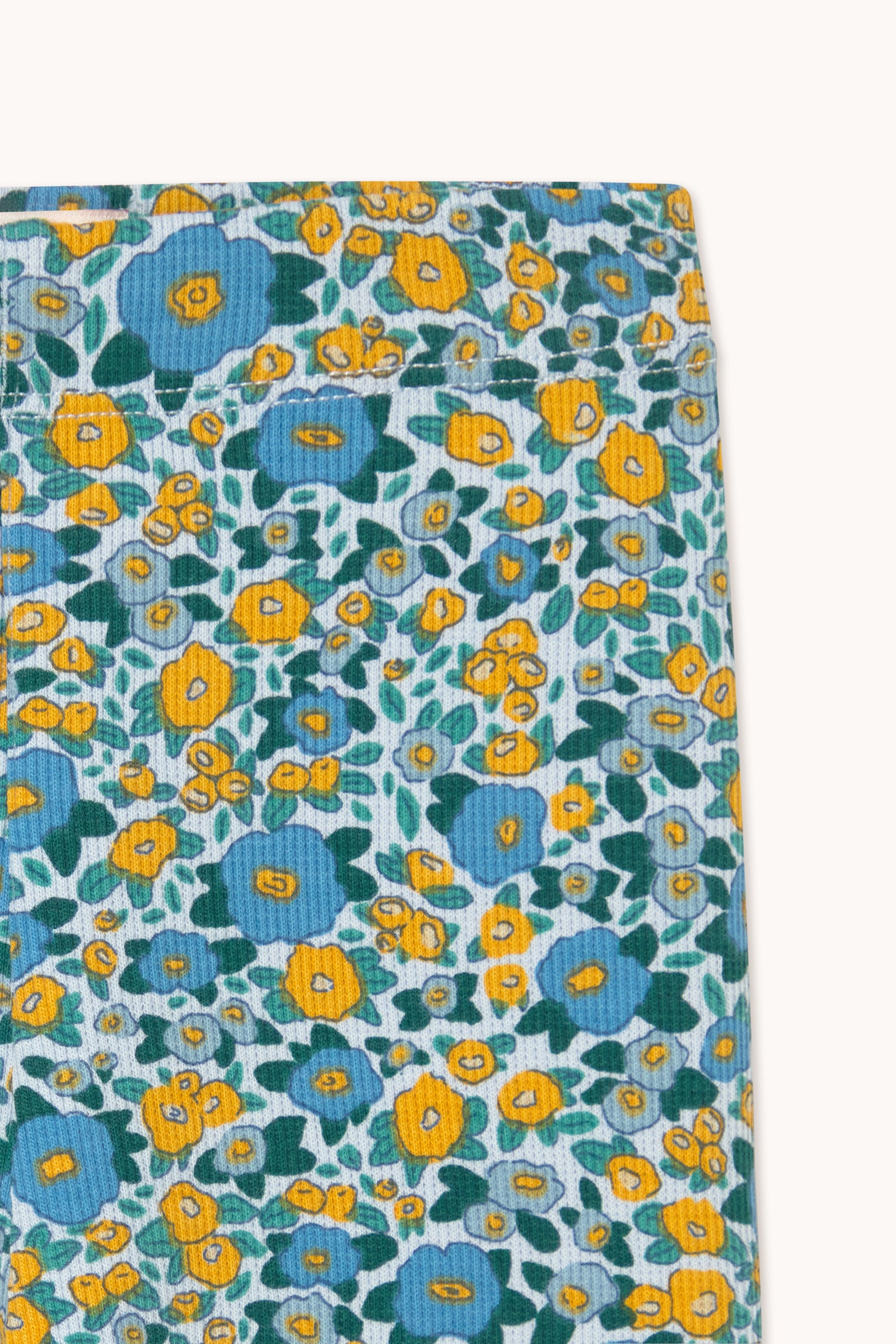 Flower Pattern Rib Baby Pant – washed blue