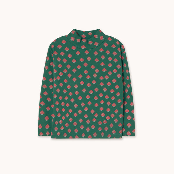 Mini Mushrooms Rib Tee – dark green