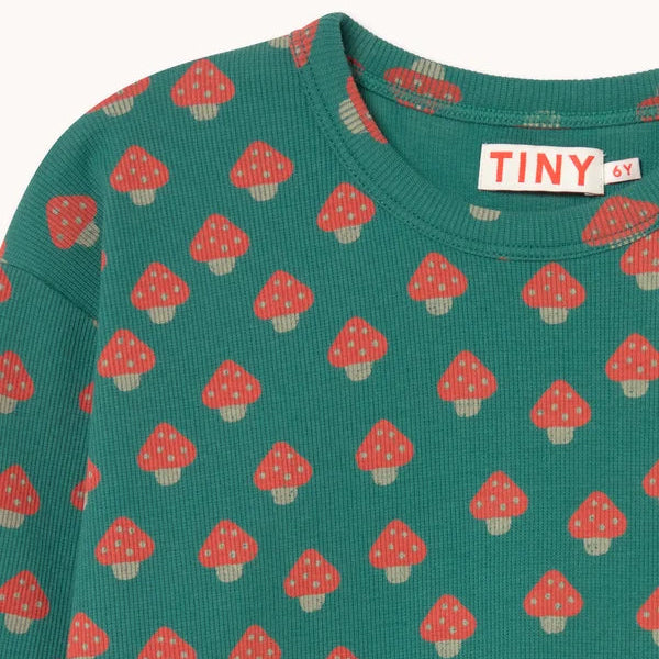 Mini Mushrooms Rib Tee – dark green