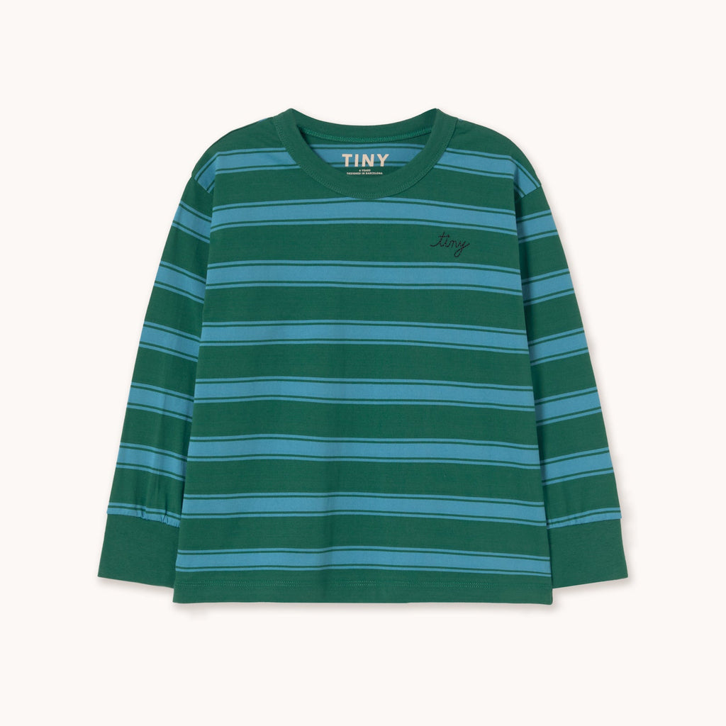 Retro Stripes Sleeve Tee – dark green