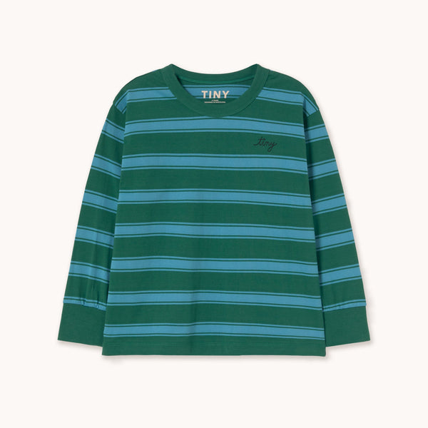 Retro Stripes Sleeve Tee – dark green
