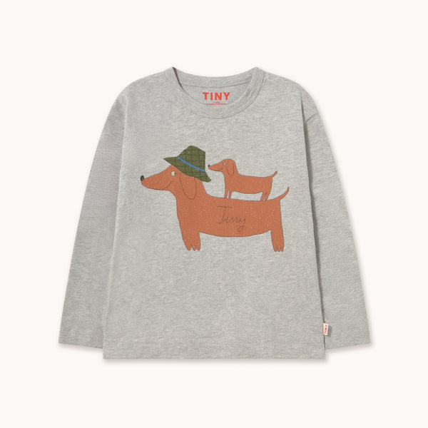 Two Dogs Graphic Sleeve Tee – medium grey heather