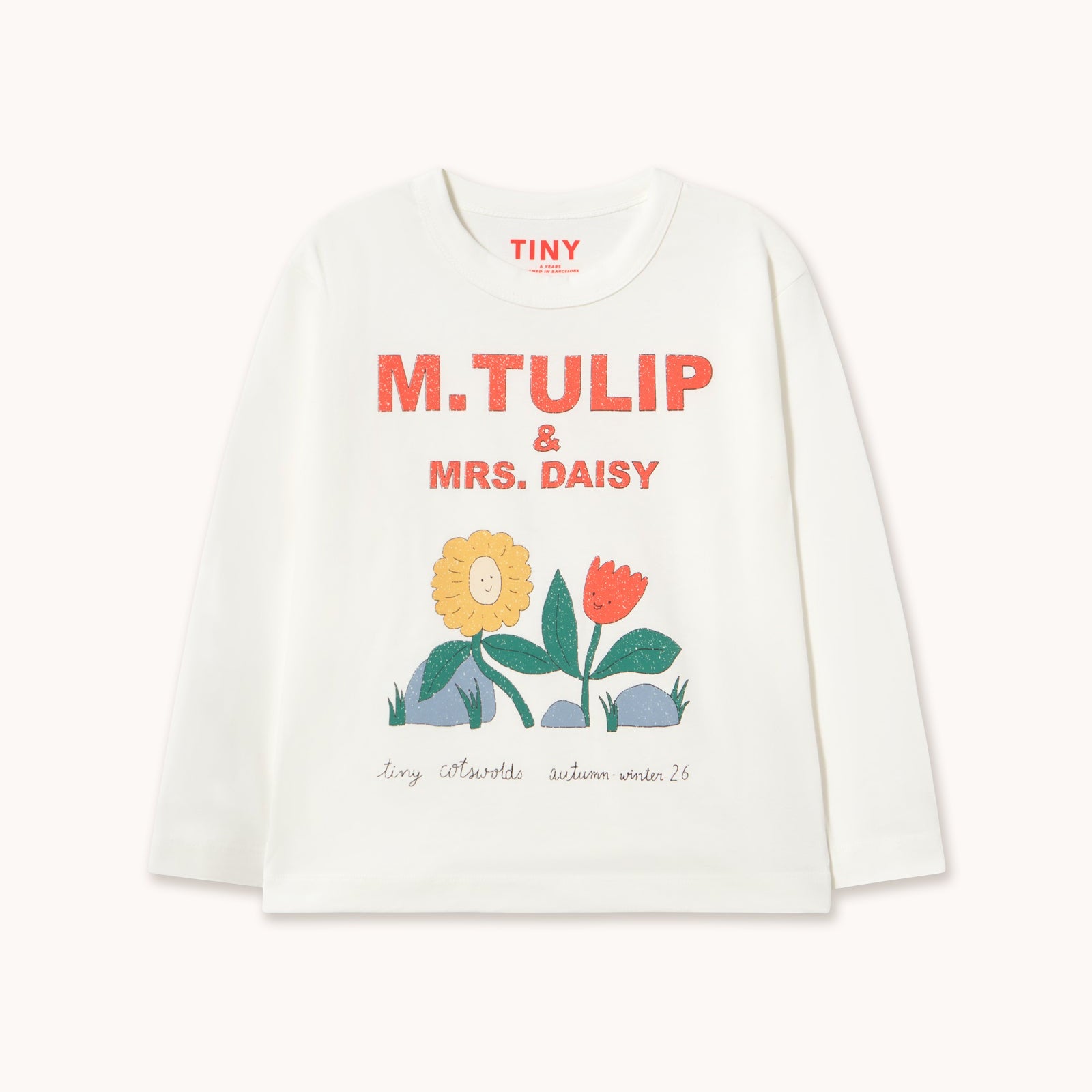 Tulip & Daisy Graphic Sleeve Tee – off-white