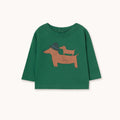 Two Dogs Graphic Baby Tee – dark green